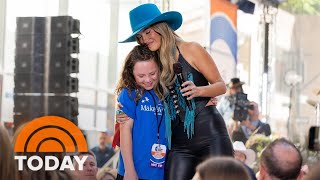 Lainey Wilson surprises young fan with concert tickets on TODAY [upl. by Ardnnaed]