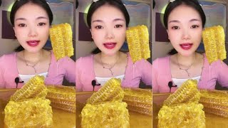 Eating honey shares food honeycomb honey chewing sounds  YUANYUAN ASMR [upl. by Corrianne700]