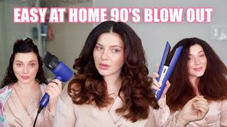 HOW TO GET A SALON BLOW OUT ON CURLY HAIR WITH A STRAIGHTENER [upl. by Aisela]