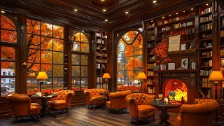 Crackling Fireplace with Jazz Relaxing Music at Cozy Coffee Shop Ambience  Smooth Jazz Instrumental [upl. by Aihtennek893]