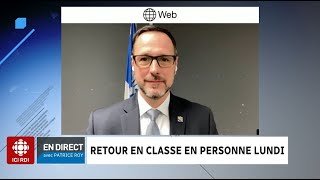 COVID19 et retour en classe au Québec  entrevue avec JeanFrançois Roberge [upl. by Eicyak655]