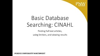 2020 Basic Database Searching CINAHL [upl. by Jefferey]