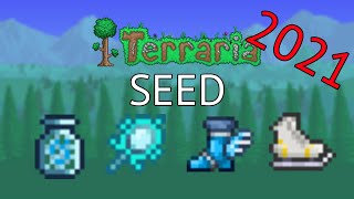 Terraria 14 Mobile Seed  Ice skates Blizzard in a bottle Flurry boots and Ice mirror [upl. by Remark]