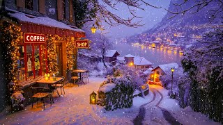 Cozy Coffee Shop on The Hillside in a Winter Village ☕ Exquisite Piano Jazz for Study and Work ❄️ [upl. by Nodla93]