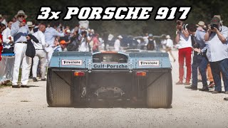 3x PORSCHE 917 at Chantilly 2019 917 K 917 LH 917 street legal [upl. by Eilloh]