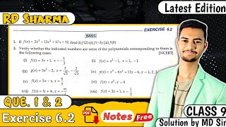 Ex 62 Q1 amp 2  RD Sharma Class 9  Chapter 6 Factorisation of Polynomials MD Sir 9 [upl. by Einapets563]