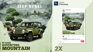 How to make Vehicle Ad Design  Jeep Ad Poster  Poster Design  Vehicle Design  Photoshop Tutorial [upl. by Nyliuqcaj705]