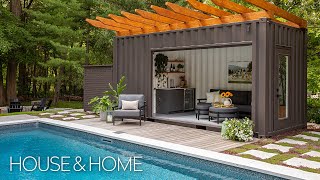 A Shipping Container Pool Cabana Is The Star Of This Backyard Makeover [upl. by Kerman]