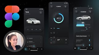 UI Design a Dark Neumorphism Tesla app in Figma from scratch [upl. by Leffert]