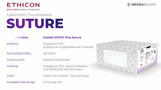 Ethicon Vicryl Plus Suture  USP 0 VP2534 Pack of 12 [upl. by Icat]