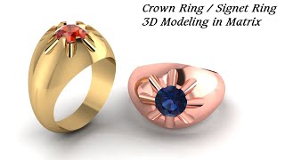 Making of Signet Ring Matrix 9 Cad Design Matrix Crown ring 3D [upl. by Odlavso736]