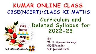 CBSE Maths Class XI Curriculum and Deleted Syllabus 202223 [upl. by Neemsaj]