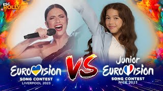 Eurovision VS Junior Eurovision 2023  BATTLE By Country [upl. by Rellim]