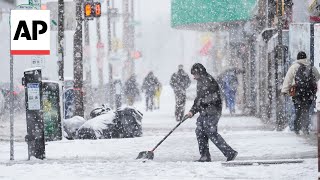 Winter storm hits Northeast closing schools and cancelling flights [upl. by Acirdna]