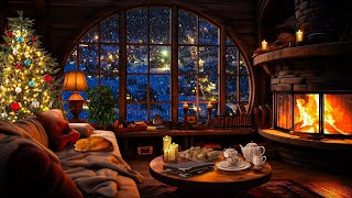 Warm Christmas ambience in the hobbit house  fireplace and snow storm  Cozy snow ASMR [upl. by Anaugal]