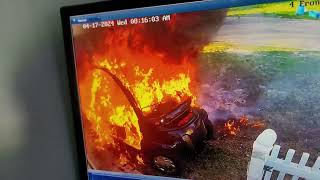 Gem 72v lithium ion golf cart fire fire Inferno electricvehicle golfcart Tesla explosion fyp [upl. by Proud]