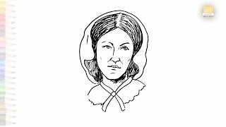 Florence Nightingale portrait drawing  Outline sketches  How to draw Florence Nightingale easy [upl. by Shulem]