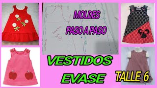 VESTIDO EVASE TALLE 6 💖 MOLDES PASO A PASO💖 MODA INFANTIL 💖 [upl. by Attener939]