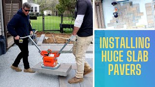 Installing A Paver Patio With Huge Techo Bloc Slabs And Building A Fire Pit [upl. by Aiceila200]