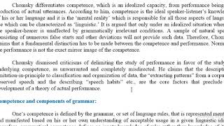 21 Competence and Performance Language and Linguistics Part V i [upl. by Dickenson263]