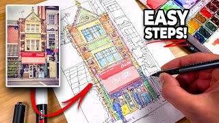 URBAN SKETCHING Tutorial  Easy StepbyStep For Beginners [upl. by Lyontine]