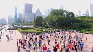 Vivianas Chicago Flute Flash Mob feat drone video footage [upl. by Neehsas]