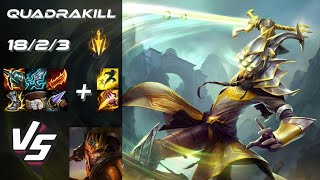 JUNGLE Master Yi vs Jarvan IV QUADRAKILL  EU Challenger Patch 1423 [upl. by Hanafee]