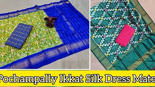 Ikkat Silk dress materialsPochampally Ikkat designer Handloom dress materialsbeatiful designs [upl. by Bel]