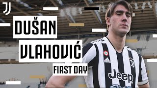 Dušan Vlahovićs first day as a Juventus player  Behind the scenes 🎬 [upl. by Melly66]