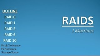 Asher Dallas Lecture  RAIDS 101  RAID 0 vs RAID 1 vs RAID 5 vs RAID 6 vs RAID 10 by J Martinez [upl. by Eelanej261]