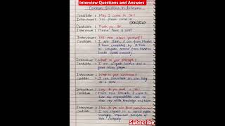 Interview Questions and answers l interview l common interview Questions and answer [upl. by Normy680]