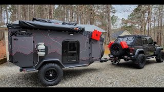 2022 Xpedition Voyager Overland Trailer  1st set up walkaround SOLD [upl. by Kcirde224]