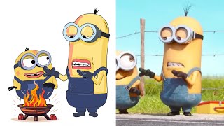 Minions Ask Lift Funny Drawing Meme  Minion Cartoon Drawing 😂 [upl. by Danette]