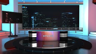 3D News Studio Background With Desk  TV Set 2021 [upl. by Schluter100]