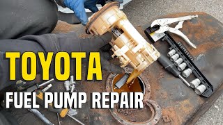 How to Replace Fuel pump amp fuel rusty tanks 2003 2008 Toyota Corolla [upl. by Rodge]