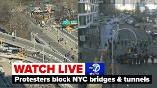 LIVE  Protesters block major NYC bridges and tunnels [upl. by Talley]