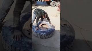 Check check 👍 Gharuan tyre service New video  automobile machinelearning like machine shorts [upl. by Acimak220]