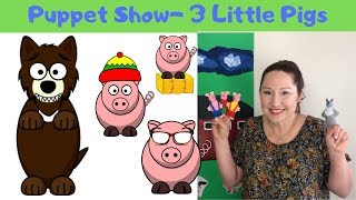 Three Little Pigs Finger Puppet Story [upl. by Bartley]