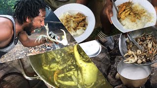 Outdoor Cooking Land Crab TOMALLEY curry crab with White Rice catch clean amp cookJamaica style [upl. by Teresa581]