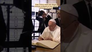 Pope Francis meets with Belgian university professors at the Catholic University of Leuven [upl. by Ahselef454]