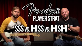 Fender Player Stratocaster Comparison  SSS vs HSS vs HSH [upl. by Mellicent339]