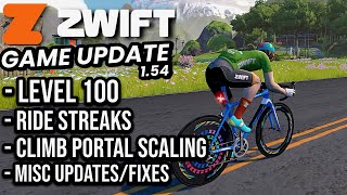 ZWIFT Update New LEVEL 100  Ride Streaks  Climb Portal Scaling Game 154 [upl. by Meredi]