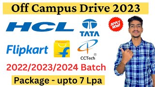 HCL Tech Off Campus Drive 2023  Flipkart Tata Recruitment 2023  HCL Recruitment 2023 for Freshers [upl. by Cirderf521]