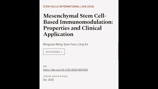 Mesenchymal Stem CellBased Immunomodulation Properties and Clinical Application  RTCLTV [upl. by Deloris]