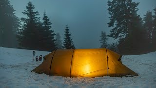 Solo winter camping in heavy snowfall ASMR [upl. by Trager]