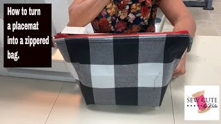 How to make zip pouch bag with a Hobby Lobby placemat [upl. by Bohon453]