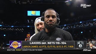 LeBron James PostGame Interview  Los Angeles Lakers vs Brooklyn Nets [upl. by Louie837]