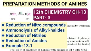 12th Chemistry Ch13Part3Amines from nitro comp amonolysis nitriles amp amidesStudy with Farru [upl. by Bringhurst960]