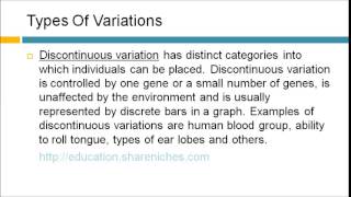 Types Of Variations  Discontinuous Variation Continuous Variation  Variation [upl. by Shatzer]