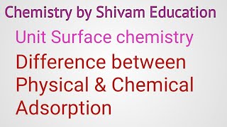 Differences between Physical Adsorption amp chemical adsorption OR Physisorption Or Chemisorption [upl. by Htiffirg]